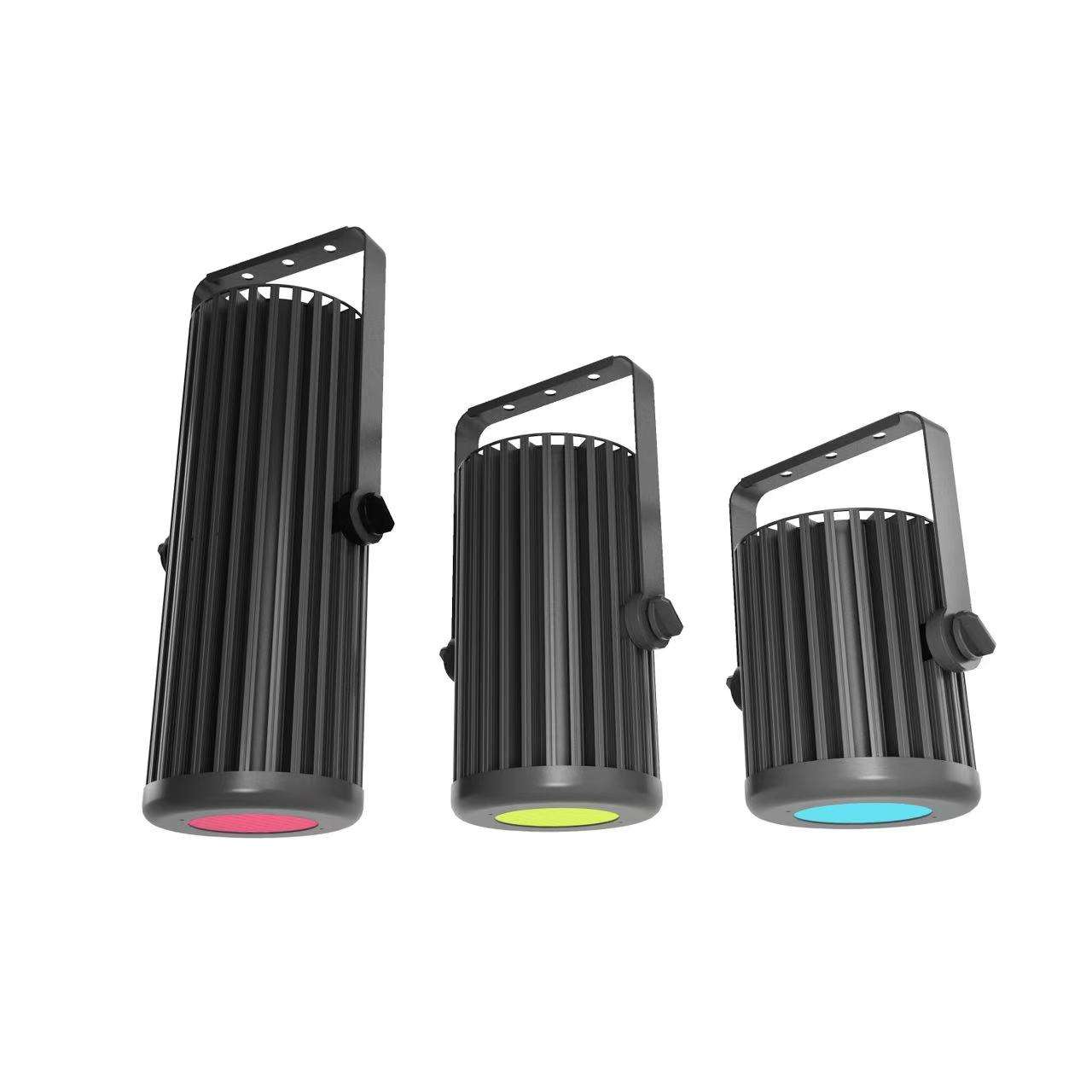 ZILR ZL Series DMX house lights in a broadcast studio — RGBW colour mixing in action