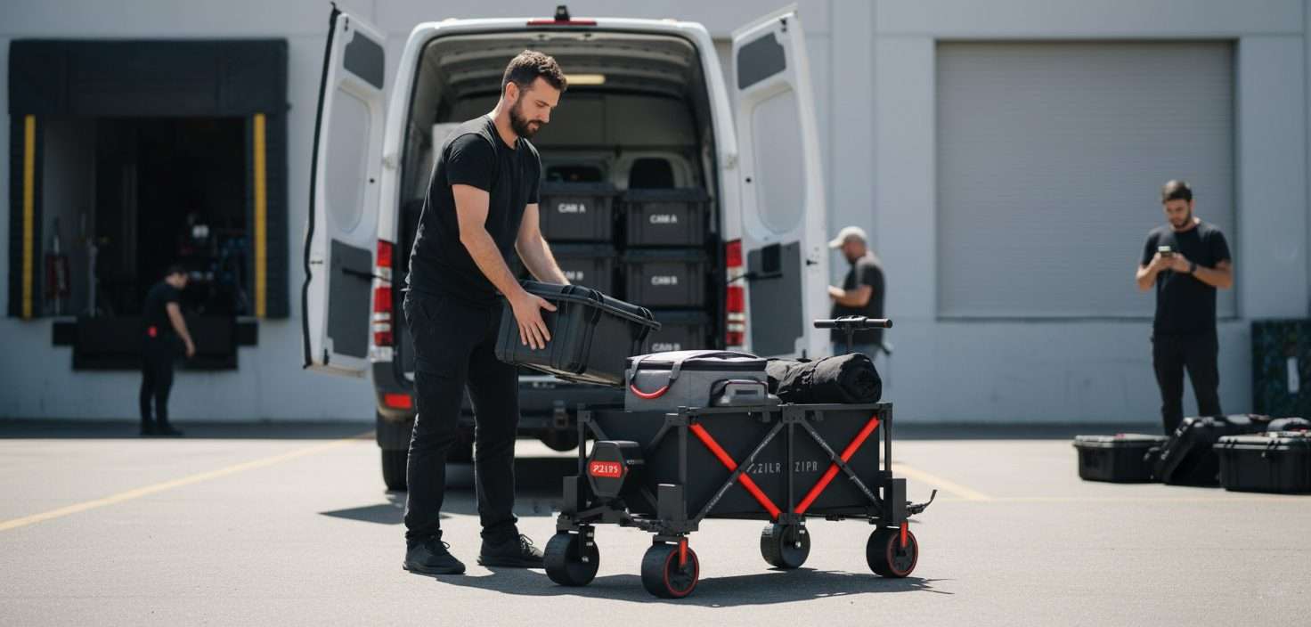 ZIPR unload van on location
